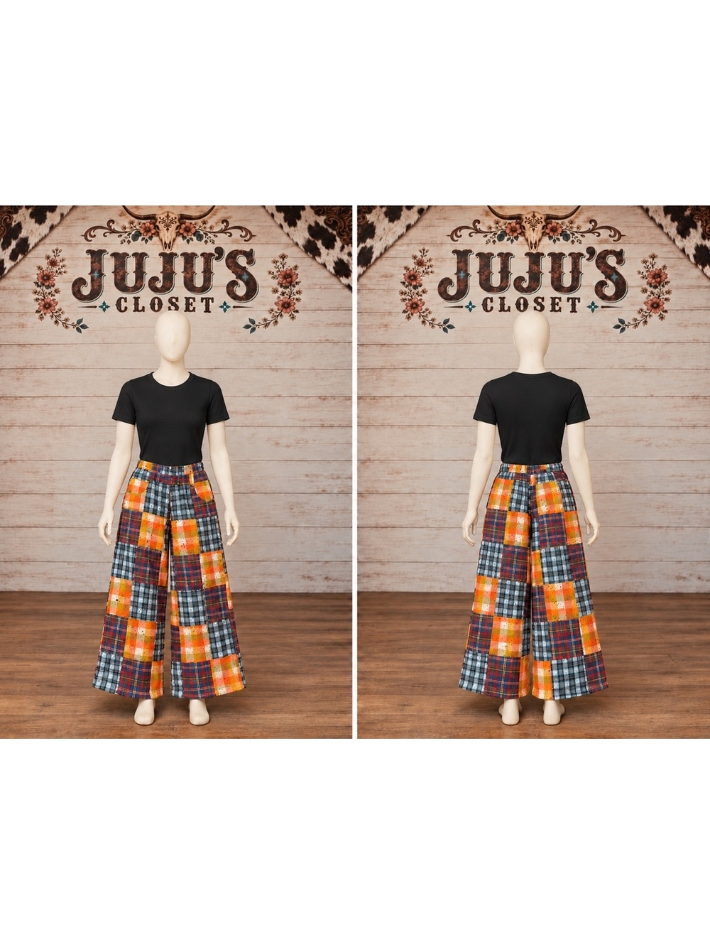 NEW – Jaded Gypsy Mixed Up Flannel Pants – Mango – Size S/M